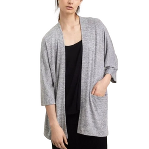 Aritzia XS Wilfred Free Zlata Open Cardigan Pockets Soft Marled Grey